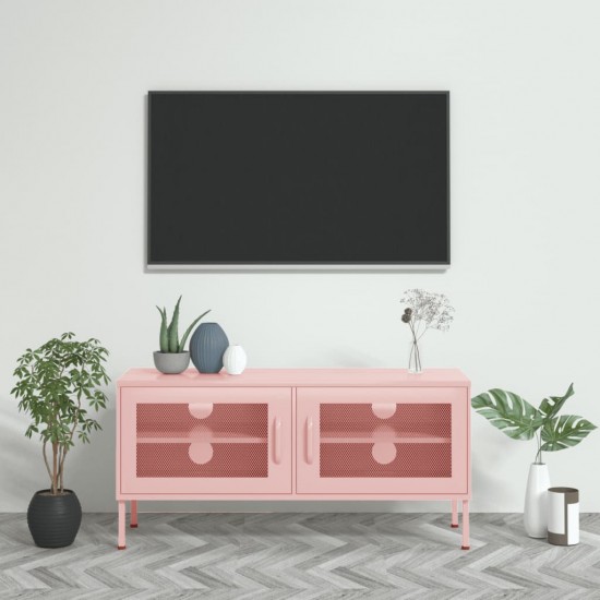 Televizoriaus spintelė, rožinė, 105x35x50cm, plienas