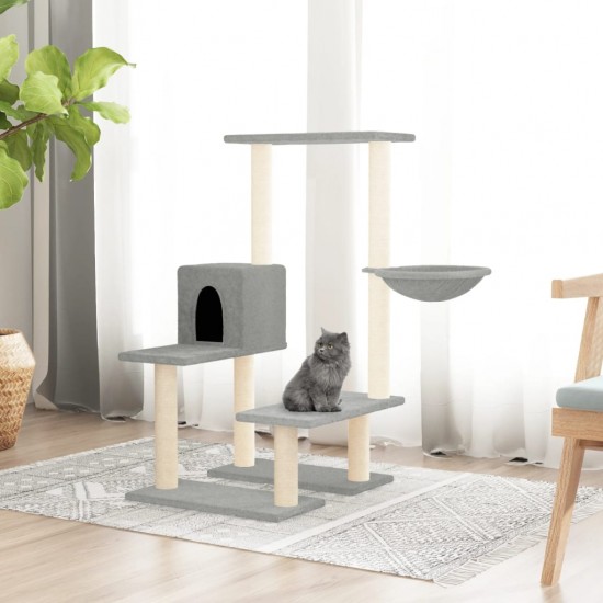 Draskyklė katėms su stovais iš sizalio, šviesiai pilka, 94,5cm