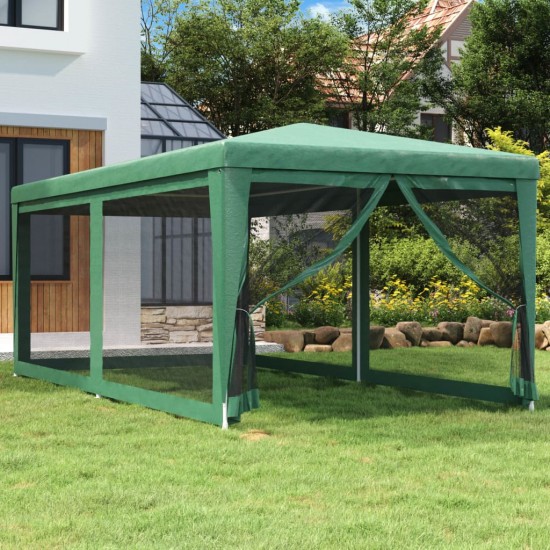 Proginė palapinė su 6 tinklinėmis sienomis, žalia, 3x6m, HDPE