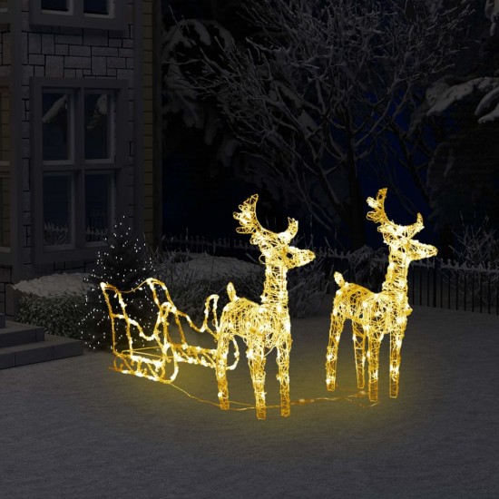 Kalėdų dekoracija elniai ir rogės, 130cm, akrilas, 160 LED