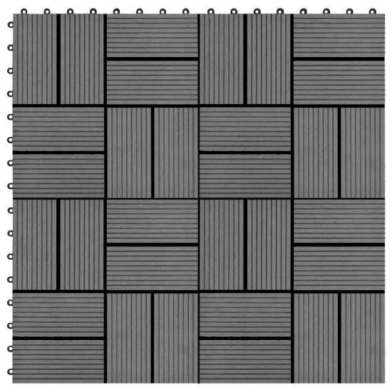 Grindų plytelės, 22 vnt., pilkos sp., 30x30 cm, 2m², WPC