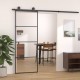 Stumdomos durys, juodos, 76x205cm, aliuminis ir ESG stiklas