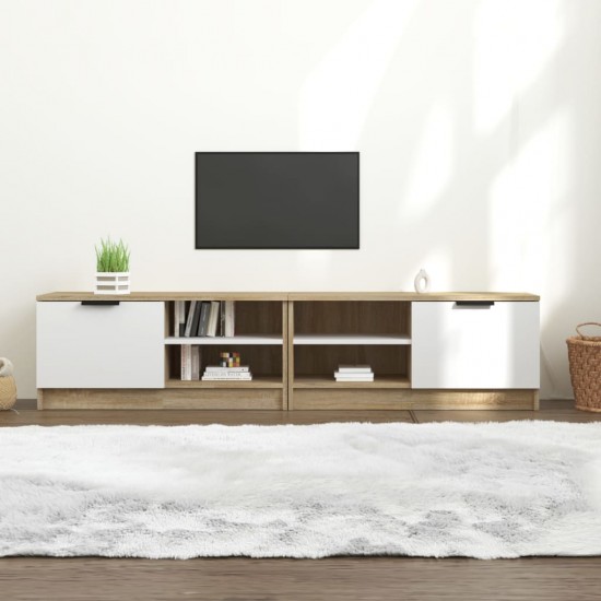 TV spintelės, 2vnt., baltos/ąžuolo, 80x35x36,5cm, mediena