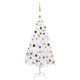 Dirbtinė Kalėdų eglutė su LED ir žaisliukais, balta, 150cm, PVC
