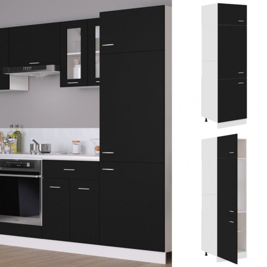 Šaldytuvo spintelė, juodos spalvos, 60x57x207cm, MDP