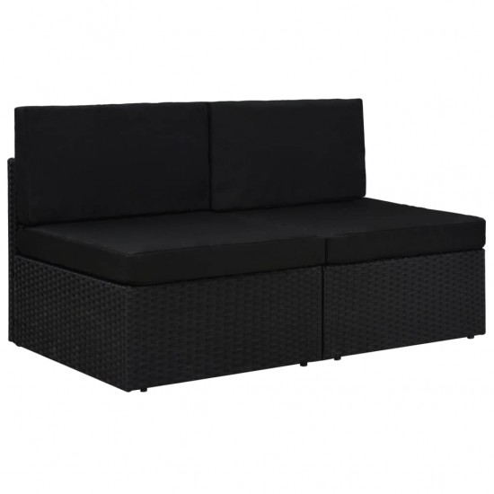 Modulinė dvivietė sofa, juodos spalvos, poliratanas