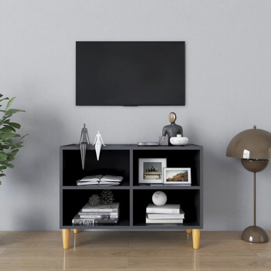 TV spintelė su medinėmis kojelėmis, pilka, 69,5x30x50cm