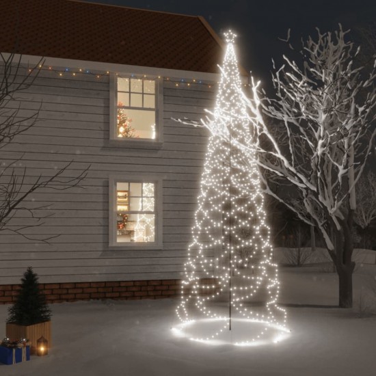 Kalėdų eglutė su metaliniu stulpu, 5m, 1400 šaltų baltų LED