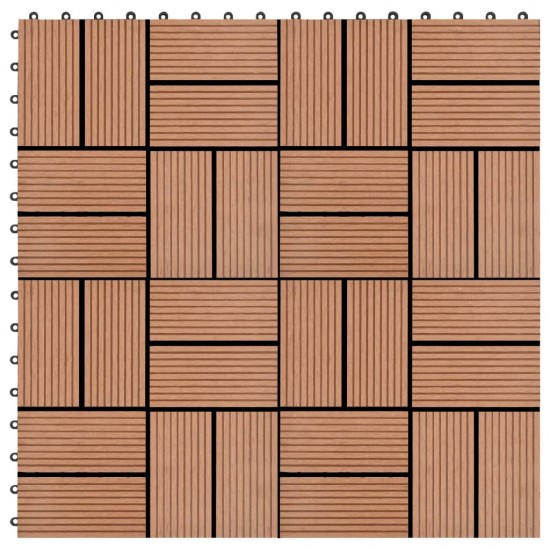 Grindų plytelės, 11 vnt., rudos, 30x30 cm, 1m², WPC