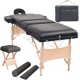 Sulankstomo masažo stalo ir taburetės rinkinys, juodas, 3 zonų