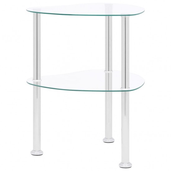 Šoninis staliukas, 2 aukštų, skaidrus, 38x38x50cm, stiklas