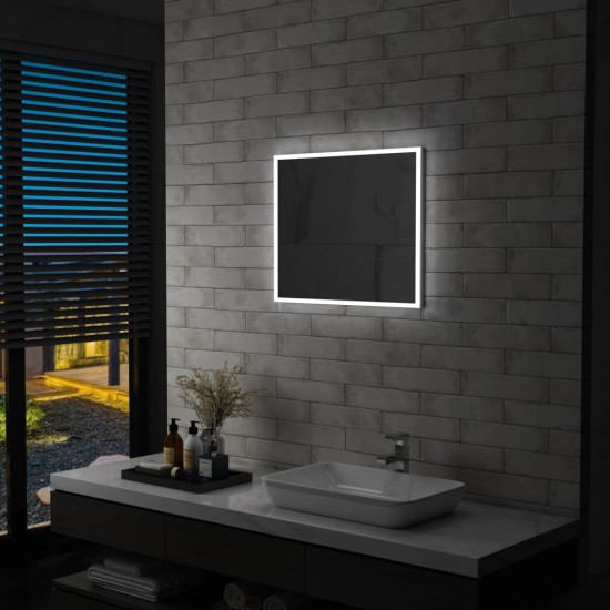 Sieninis vonios kambario veidrodis su LED, 60x50cm
