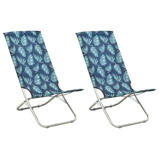 Sulankstomos paplūdimio kėdės, 2vnt., audinys, su lapais