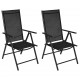 Sulankstomos sodo kėdės, 2 vnt., aliuminis ir tekstil., juodos