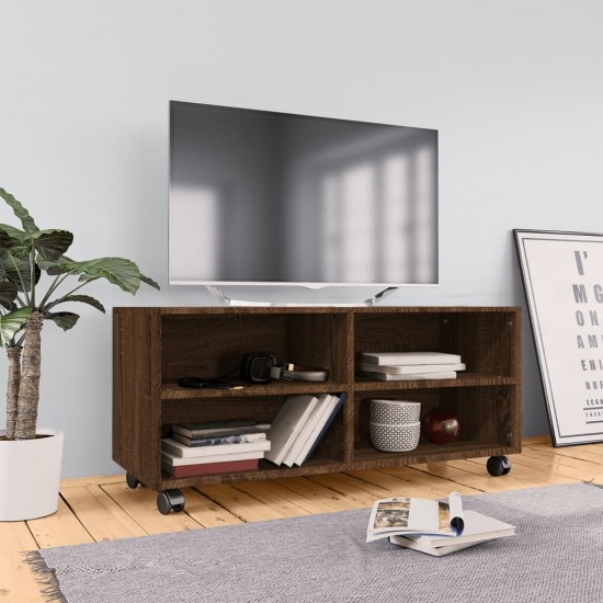 TV spintelė su ratukais, ruda ąžuolo, 90x35x35cm, mediena