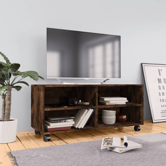 TV spintelė su ratukais, dūminio ąžuolo, 90x35x35cm, mediena