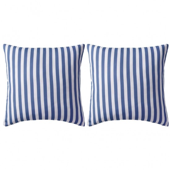 Lauko pagalvės, 2 vnt., tams. mėlynos sp., 45x45 cm, dryžuotos