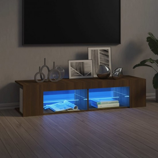 Televizoriaus spintelė su LED, ruda ąžuolo, 135x39x30cm