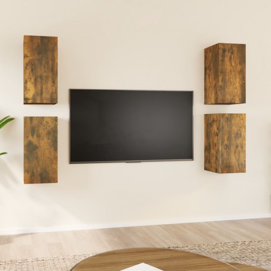 TV spintelės, 4vnt., dūminio ąžuolo, 30,5x30x60cm, mediena