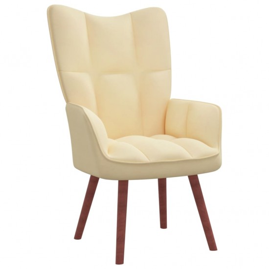 Poilsio kėdė, kreminės baltos spalvos, aksomas