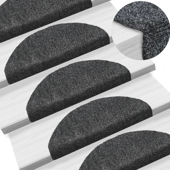 Lipnūs laiptų kilimėliai, 5vnt., tamsiai pilki, 65x21x4cm