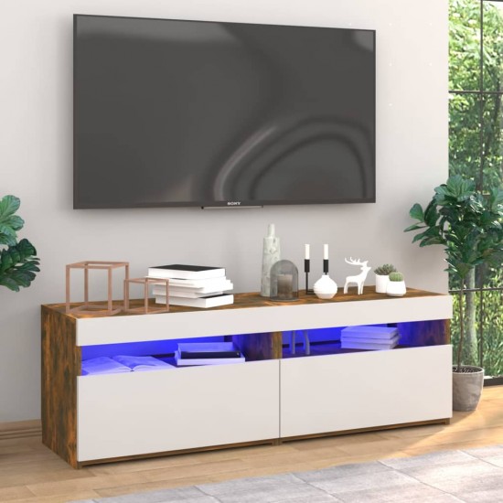 TV spintelės su LED, 2vnt., dūminio ąžuolo, 60x35x40cm