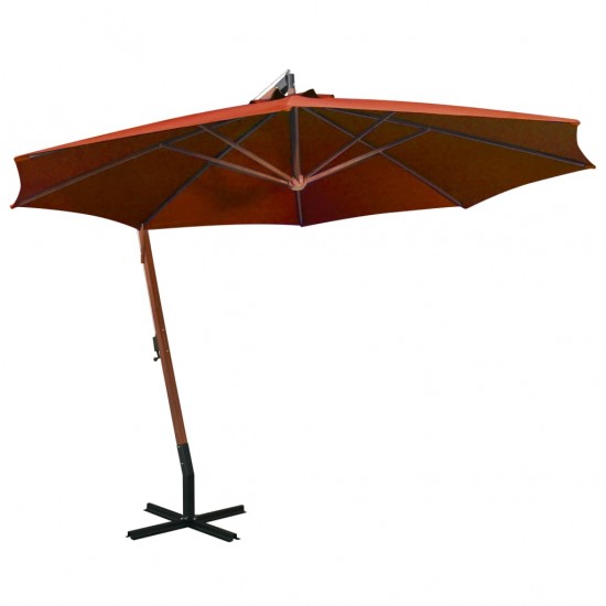 Kabantis skėtis su stulpu, terakota, 3,5x2,9m, eglės masyvas