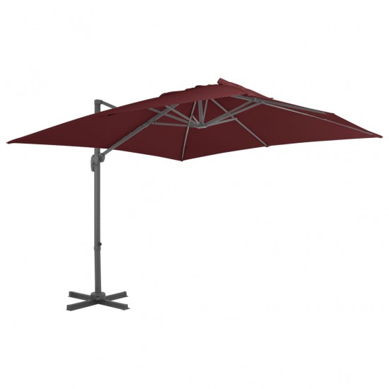 Gembės formos skėtis su aliuminio stulpu, raudonas, 400x300cm
