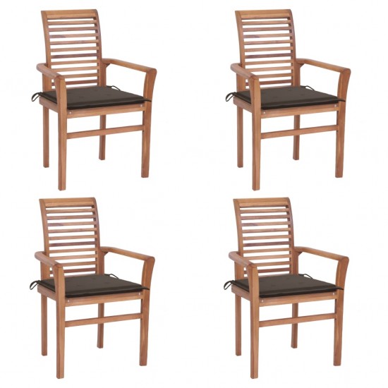Valgomojo kėdės su taupe spalvos pagalvėlėmis, 4vnt., tikmedis