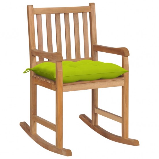 Supama kėdė su šviesiai žalia pagalvėle, tikmedžio masyvas