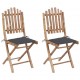 Sulankstomos sodo kėdės su pagalvėlėmis, 2vnt., bambukas