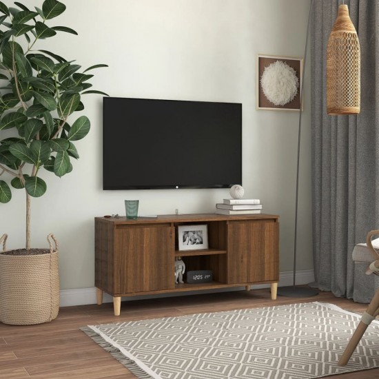 TV spintelė su medinėmis kojelėmis, ruda ąžuolo, 103,5x35x50cm