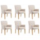 Valgomojo kėdės su porankiais, 6vnt., smėlio spalvos, audinys