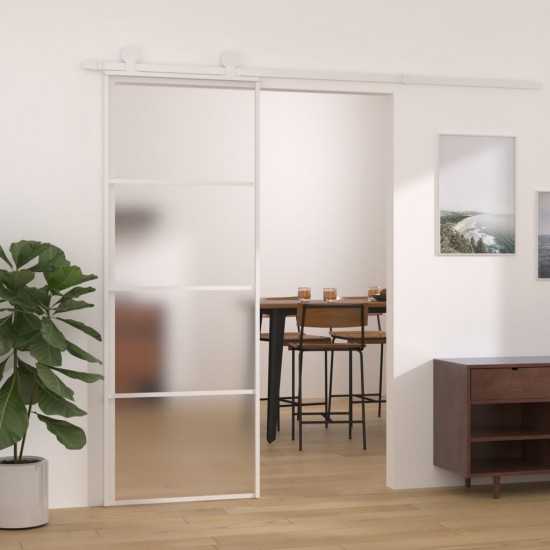 Stumdomos durys, baltos, 76x205cm, ESG stiklas ir aliuminis