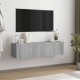 Sieninė televizoriaus spintelė, pilka, 120x30x30 cm, mediena