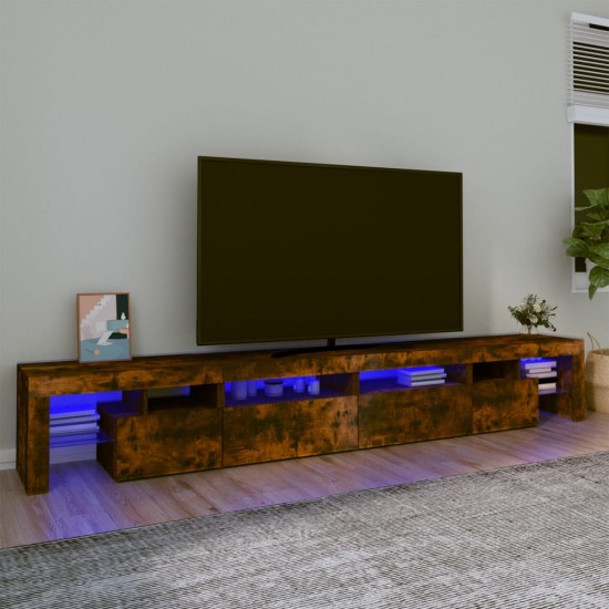 Televizoriaus spintelė su LED, dūminio ąžuolo, 260x36,5x40cm