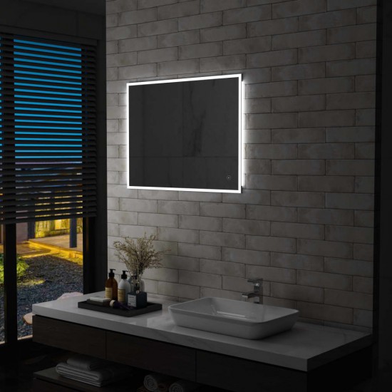 Sieninis vonios kambario veidrodis su LED ir jutikliu, 80x60cm