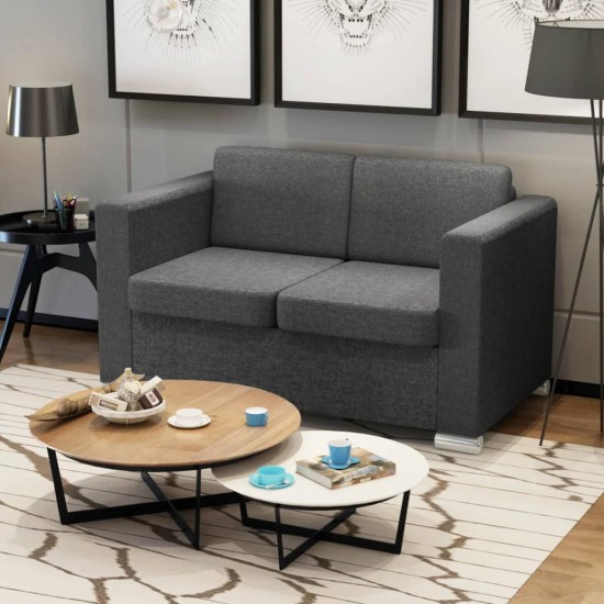 Dvivietė sofa, audinys, tamsiai pilka