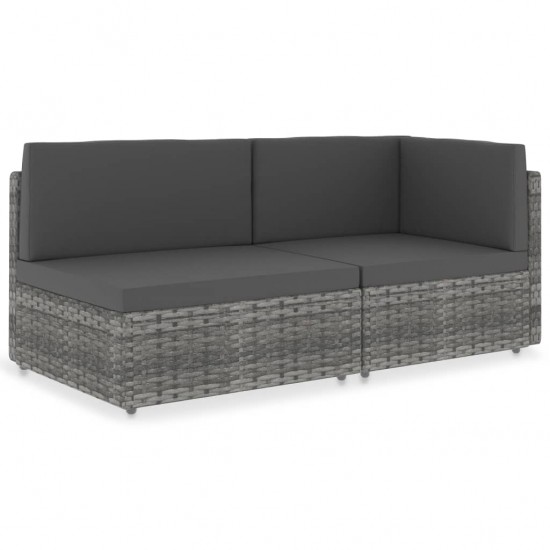 Modulinė dvivietė sofa, pilkos spalvos, poliratanas