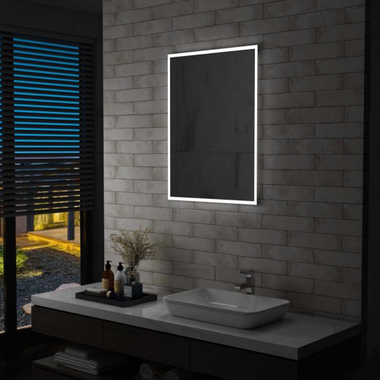 Sieninis vonios kambario veidrodis su LED, 60x80cm