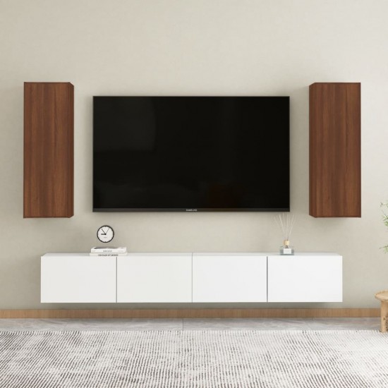 Televizoriaus spintelės, 2vnt., rudos, 30,5x30x90cm, mediena