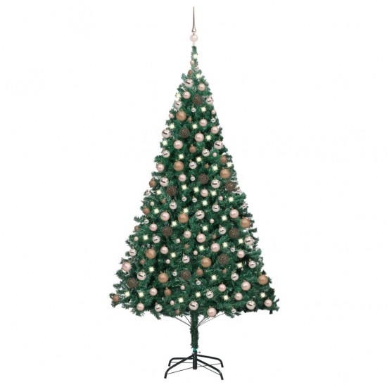 Dirbtinė Kalėdų eglutė su LED/žaisliukais, žalia, 210cm, PVC