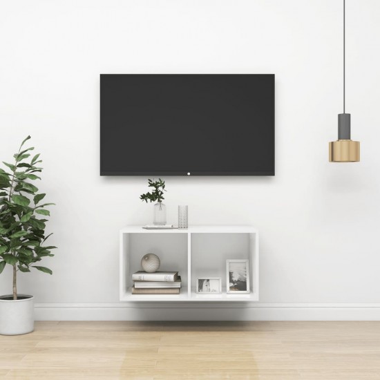 Prie sienos montuojama TV spintelė, balta, 37x37x72 cm, MDP