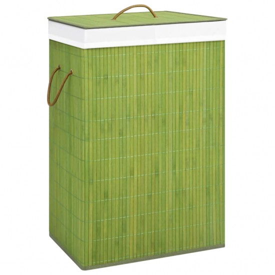 Skalbinių krepšys su 2 skyriais, žalios spalvos, bambukas, 72l
