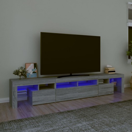 Televizoriaus spintelė su LED, pilka ąžuolo, 230x36,5x40cm