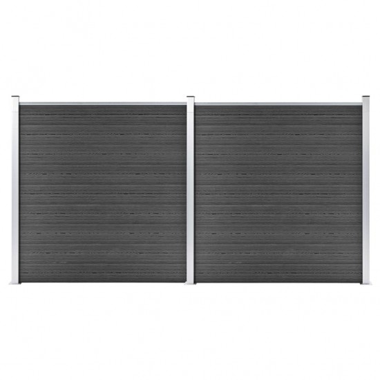 Tvoros segmentų rinkinys, juodos spalvos, 353x186cm, WPC