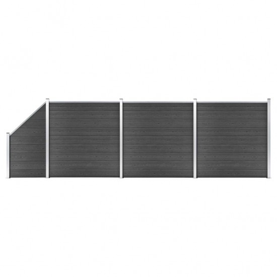 Tvoros segmentų rinkinys, juodos spalvos, 619x(105-186)cm, WPC