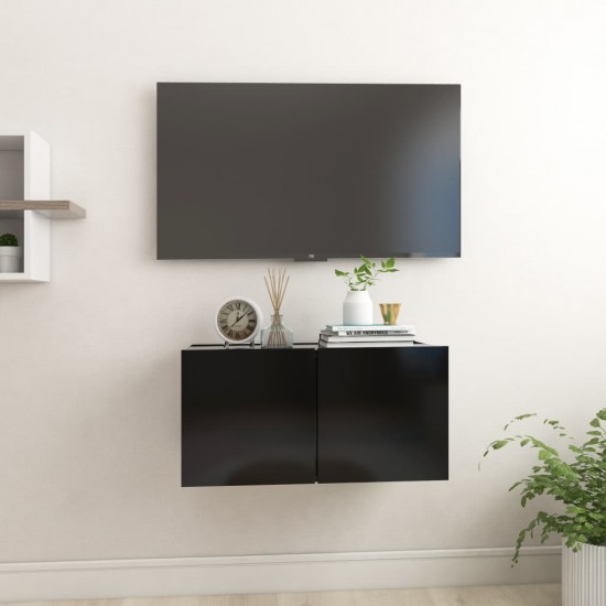 Pakabinama televizoriaus spintelė, juodos spalvos, 60x30x30cm