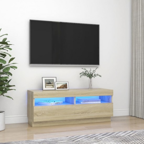 Televizoriaus spintelė su LED apšvietimu, ąžuolo, 100x35x40cm