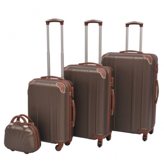 4 Kietų lagaminų su ratukais komplektas, kavos spalvos